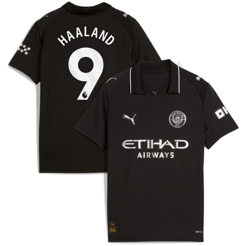 Manchester City PUMA Away Shirt 2025-26 - Kids with Haaland 9 printing