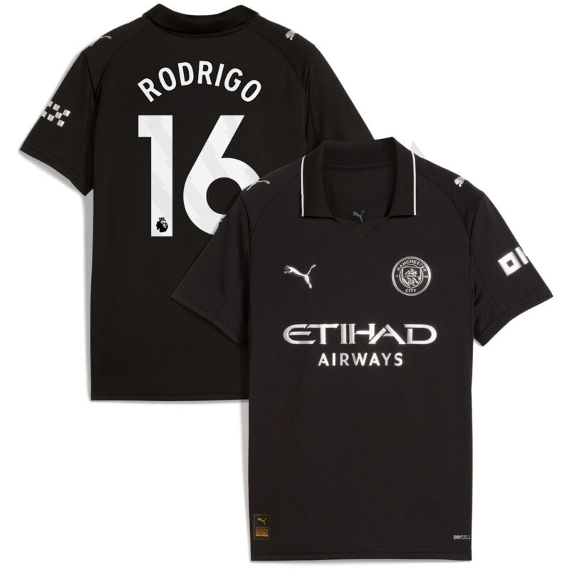Manchester City PUMA Away Shirt 2025-26 - Kids with Rodrigo 16 printing