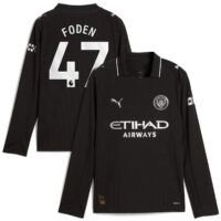 Manchester City PUMA Away Shirt 2025-26 - Long Sleeve - Kids with Foden 47 printing