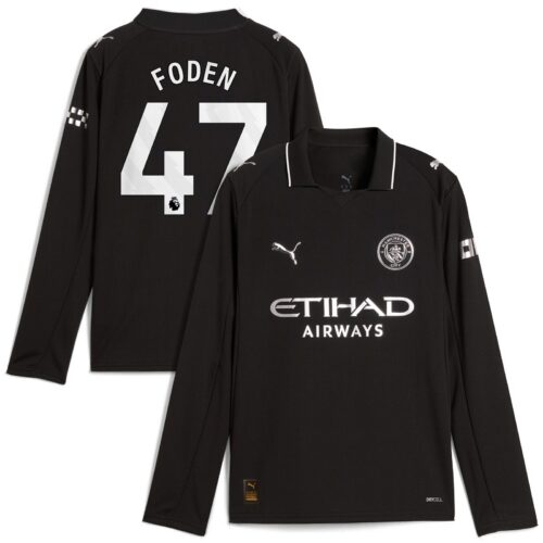 Manchester City PUMA Away Shirt 2025-26 - Long Sleeve - Kids with Foden 47 printing