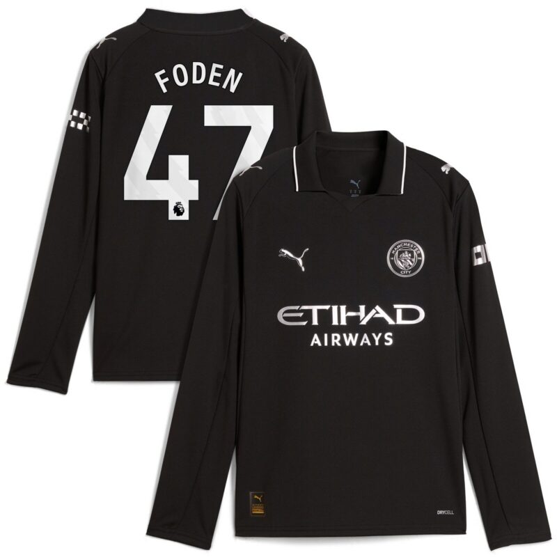 Manchester City PUMA Away Shirt 2025-26 - Long Sleeve - Kids with Foden 47 printing