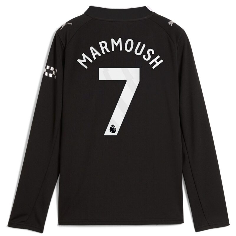 Manchester City PUMA Away Shirt 2025-26 - Long Sleeve - Kids with Marmoush 7 printing