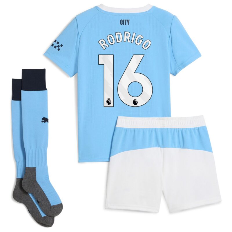 Manchester City PUMA Home Minikit 2025-26 with Rodrigo 16 printing