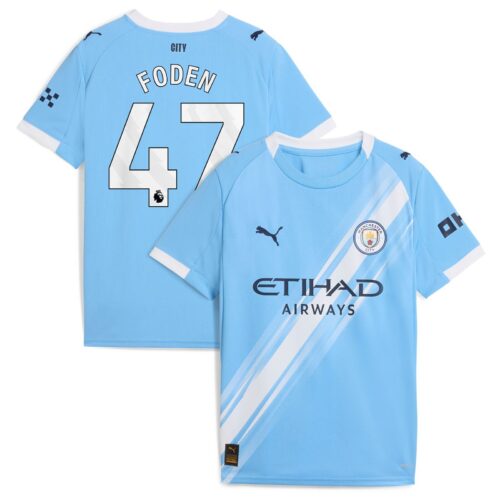Manchester City PUMA Home Shirt 2025-26 - Kids with Foden 47 printing