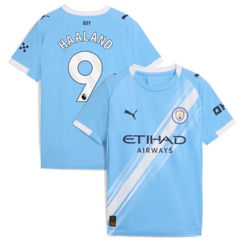 A2B image: manchester-city-puma-home-shirt-2025-26-kids-with-haaland-9-printing Manchester City PUMA Home Shirt 2025-26 - Kids with Haaland 9 printing
