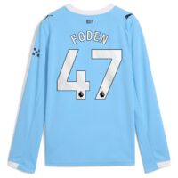 Manchester City PUMA Home Shirt 2025-26 - Long Sleeve - Kids with Foden 47 printing