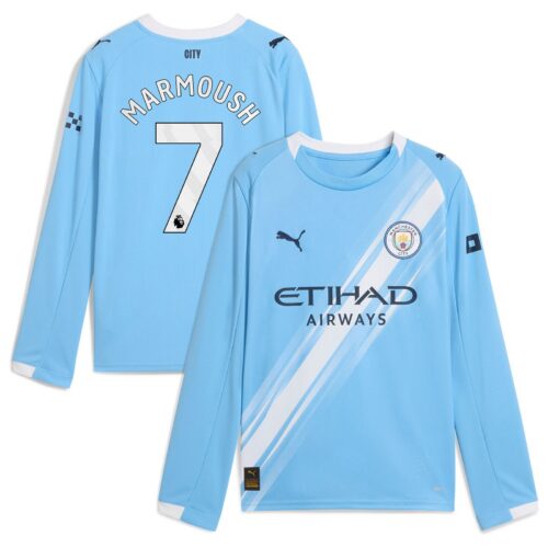 A2B image: manchester-city-puma-home-shirt-2025-26-long-sleeve-kids-with-marmoush-7-printing Manchester City PUMA Home Shirt 2025-26 - Long Sleeve - Kids with Marmoush 7 printing