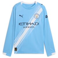 Manchester City PUMA Home Shirt 2025-26 - Long Sleeve - Kids with Marmoush 7 printing