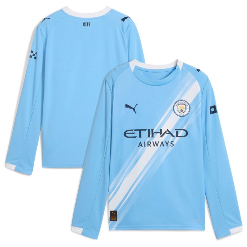 A2B image: manchester-city-puma-home-shirt-2025-26-long-sleeve-kids Manchester City PUMA Home Shirt 2025-26 - Long Sleeve - Kids