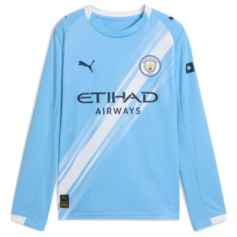 A2B image: manchester-city-puma-home-shirt-2025-26-long-sleeve-kids Manchester City PUMA Home Shirt 2025-26 - Long Sleeve - Kids