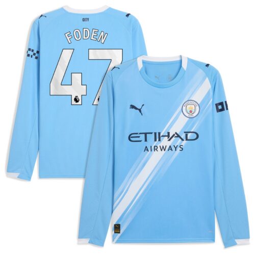 Manchester City PUMA Home Shirt 2025-26 - Long Sleeve with Foden 47 printing