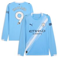 Manchester City PUMA Home Shirt 2025-26 - Long Sleeve with Haaland 9 printing