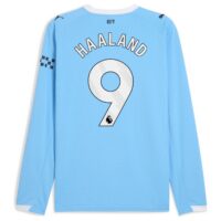 Manchester City PUMA Home Shirt 2025-26 - Long Sleeve with Haaland 9 printing