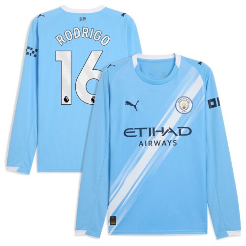 A2B image: manchester-city-puma-home-shirt-2025-26-long-sleeve-with-rodrigo-16-printing Manchester City PUMA Home Shirt 2025-26 - Long Sleeve with Rodrigo 16 printing