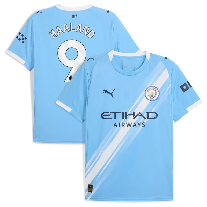A2B image: manchester-city-puma-home-shirt-2025-26-with-haaland-9-printing Manchester City PUMA Home Shirt 2025-26 with Haaland 9 printing