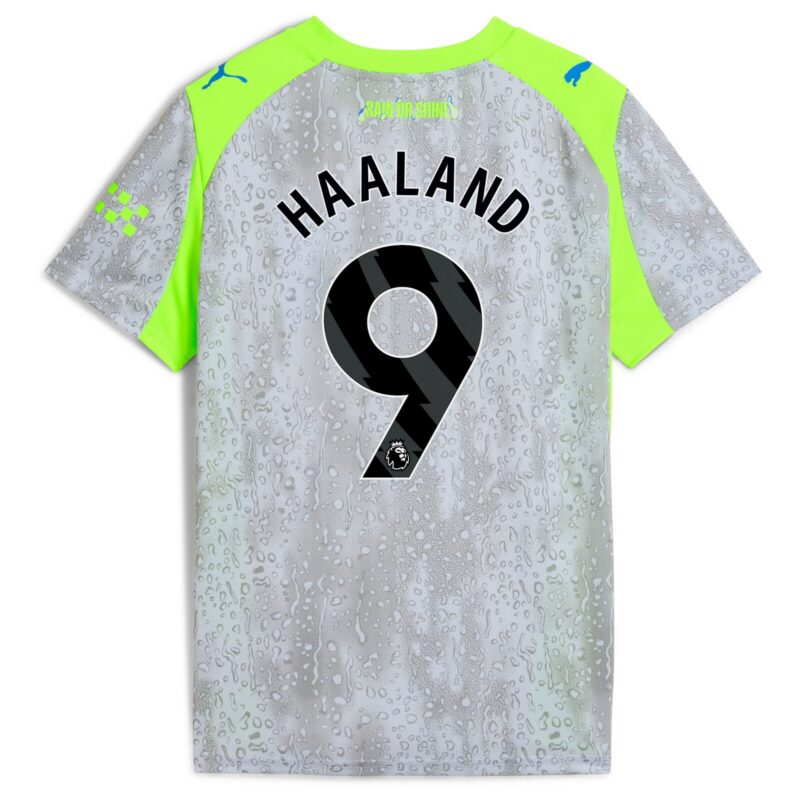 A2B image: manchester-city-puma-third-shirt-2025-26-kids-with-haaland-9-printing Manchester City PUMA Third Shirt 2025-26 - Kids with Haaland 9 printing