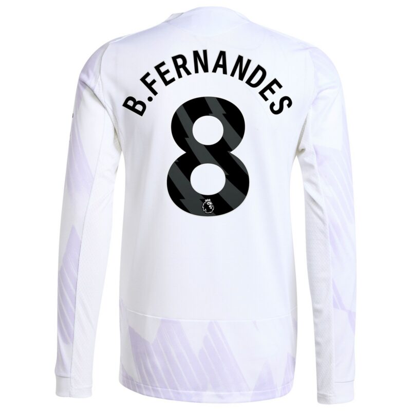 Manchester United adidas Away Authentic Shirt 2025-26 - Long Sleeve with B. Fernandes 8 printing