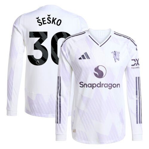 A2B image: manchester-united-adidas-away-authentic-shirt-2025-26-long-sleeve-with-sesko-30-printing Manchester United adidas Away Authentic Shirt 2025-26 - Long Sleeve with Šeško 30 printing