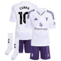 Manchester United adidas Away Minikit 2025-26 with Cunha 10 printing