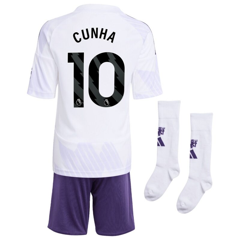 Manchester United adidas Away Minikit 2025-26 with Cunha 10 printing