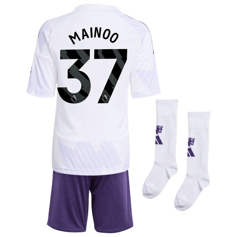 Manchester United adidas Away Minikit 2025-26 with Mainoo 37 printing