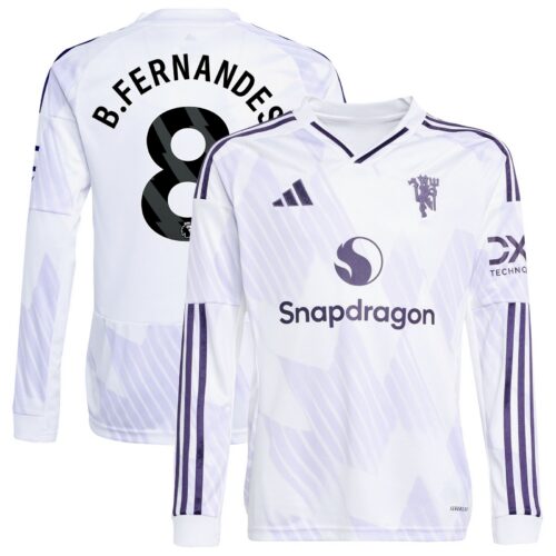A2B image: manchester-united-adidas-away-shirt-2025-26-kids-long-sleeve-with-b-fernandes-8-printing Manchester United adidas Away Shirt 2025-26 - Kids - Long Sleeve with B. Fernandes 8 printing