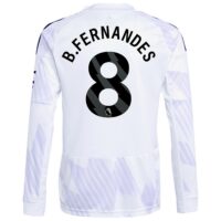 Manchester United adidas Away Shirt 2025-26 - Kids - Long Sleeve with B. Fernandes 8 printing