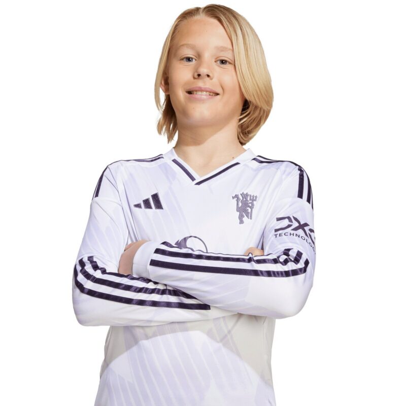 Manchester United adidas Away Shirt 2025-26 - Kids - Long Sleeve