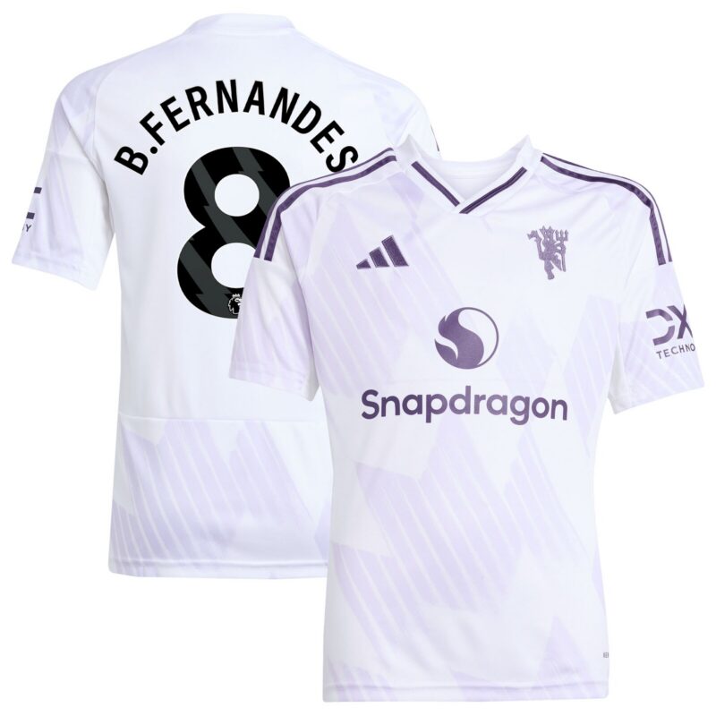 Manchester United adidas Away Shirt 2025-26 - Kids with B. Fernandes 8 printing