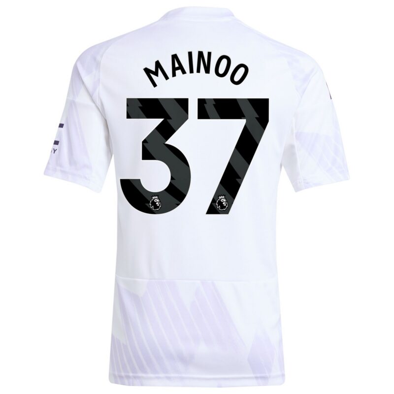 Manchester United adidas Away Shirt 2025-26 - Kids with Mainoo 37 printing