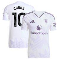 Manchester United adidas Away Shirt 2025-26 with Cunha 10 printing