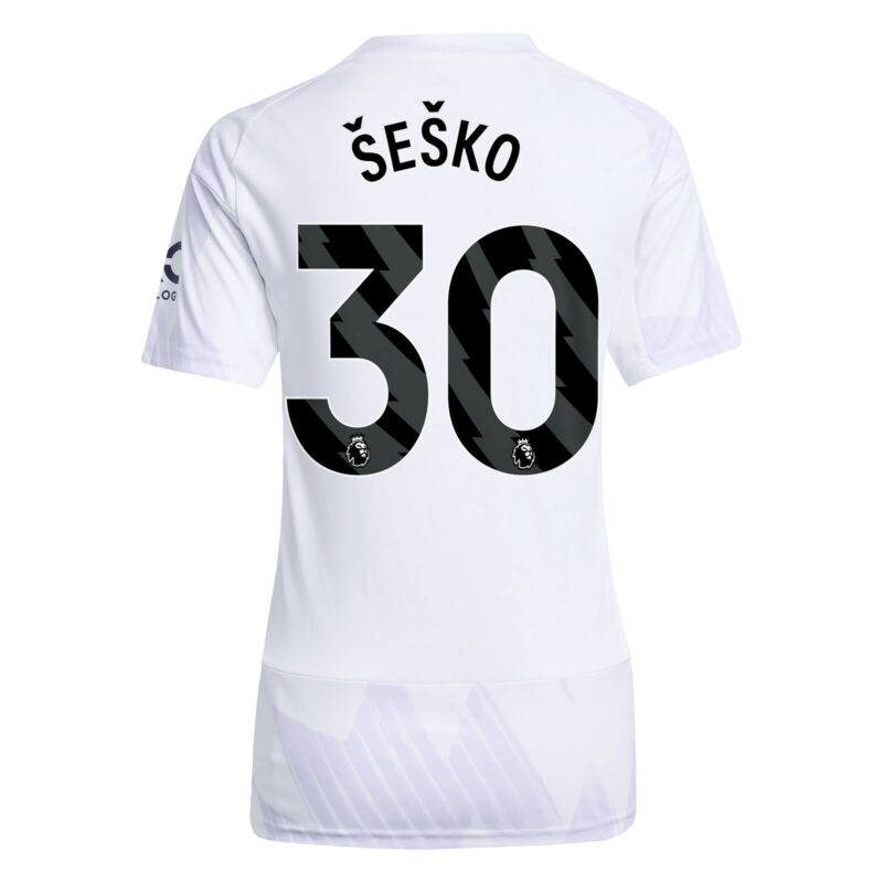 Manchester United adidas Away Shirt 2025-26 - Womens with Šeško 30 printing