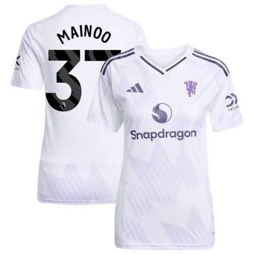 A2B image: manchester-united-adidas-away-shirt-2025-26-womens-with-mainoo-37-printing Manchester United adidas Away Shirt 2025-26 - Womens with Mainoo 37 printing