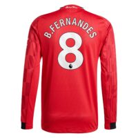 Manchester United adidas Home Authentic Shirt 2025-26 - Long sleeve with B. Fernandes 8 printing