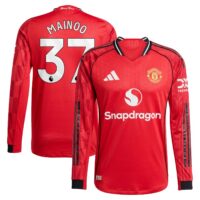Manchester United adidas Home Authentic Shirt 2025-26 - Long sleeve with Mainoo 37 printing
