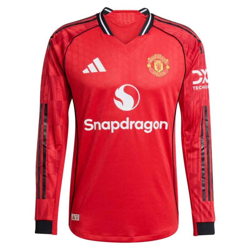 Manchester United adidas Home Authentic Shirt 2025-26 - Long sleeve with Mainoo 37 printing