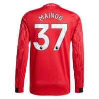 Manchester United adidas Home Authentic Shirt 2025-26 - Long sleeve with Mainoo 37 printing