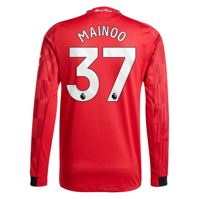 Manchester United adidas Home Authentic Shirt 2025-26 - Long sleeve with Mainoo 37 printing