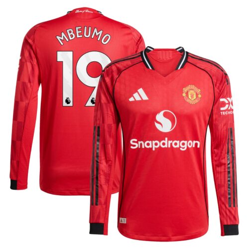 A2B image: manchester-united-adidas-home-authentic-shirt-2025-26-long-sleeve-with-mbeumo-19-printing Manchester United adidas Home Authentic Shirt 2025-26 - Long sleeve with Mbeumo 19 printing