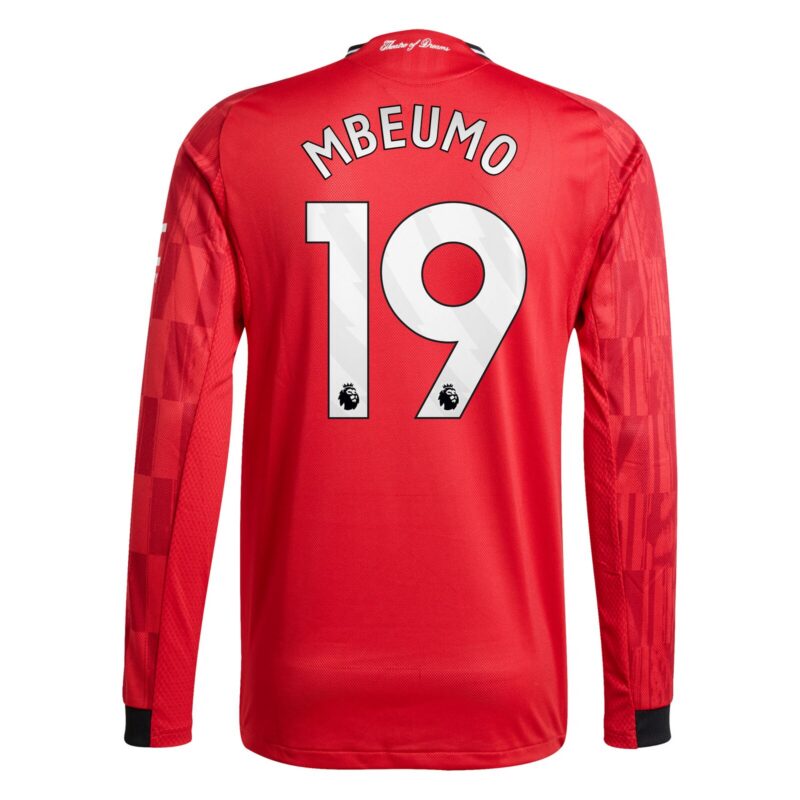 Manchester United adidas Home Authentic Shirt 2025-26 - Long sleeve with Mbeumo 19 printing