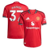 Manchester United adidas Home Authentic Shirt 2025-26 with Mainoo 37 printing