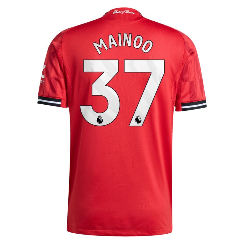 Manchester United adidas Home Authentic Shirt 2025-26 with Mainoo 37 printing