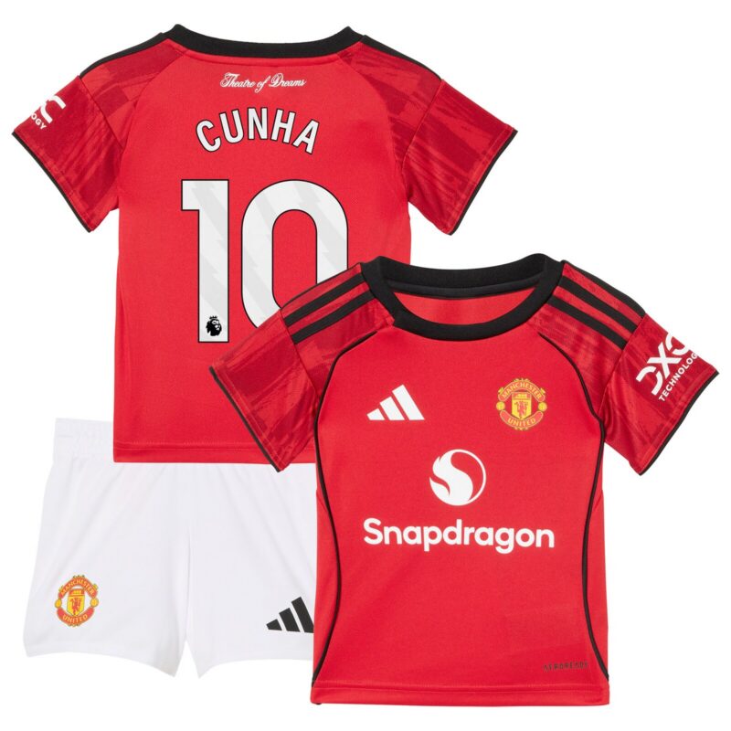 Manchester United adidas Home Babykit 2025-26 with Cunha 10 printing