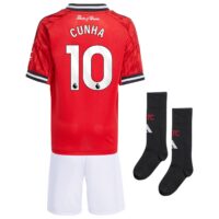Manchester United adidas Home Minikit 2025-26 with Cunha 10 printing