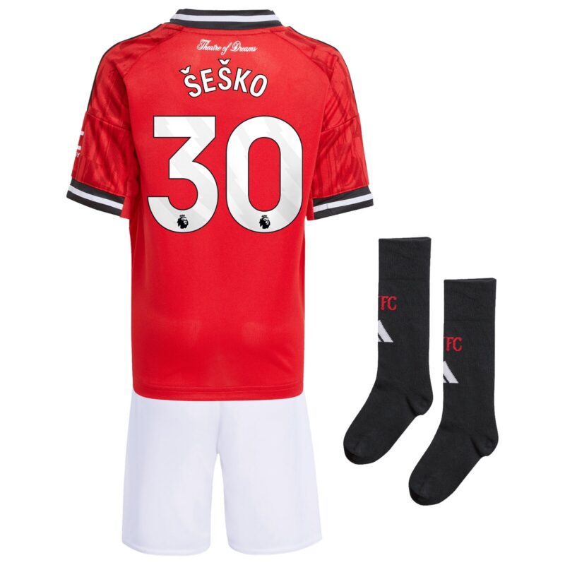 A2B image: manchester-united-adidas-home-minikit-2025-26-with-sesko-30-printing Manchester United adidas Home Minikit 2025-26 with Šeško 30 printing