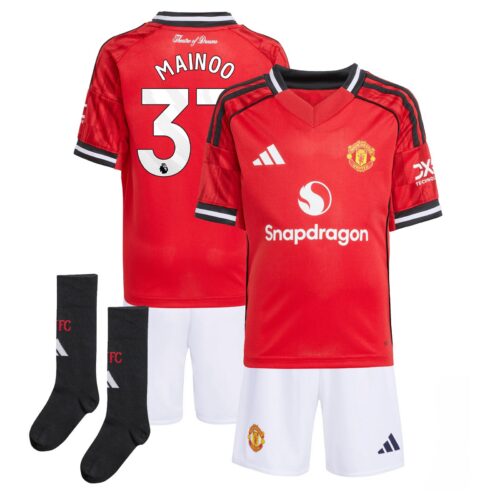 A2B image: manchester-united-adidas-home-minikit-2025-26-with-mainoo-37-printing Manchester United adidas Home Minikit 2025-26 with Mainoo 37 printing