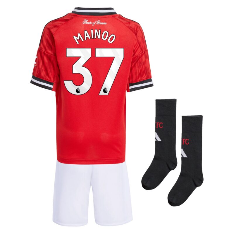 Manchester United adidas Home Minikit 2025-26 with Mainoo 37 printing