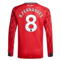 Manchester United adidas Home Shirt 2025-26 - Kids - Long Sleeve with B. Fernandes 8 printing