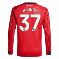 Manchester United adidas Home Shirt 2025-26 - Kids - Long Sleeve with Mainoo 37 printing