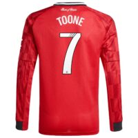 Manchester United adidas Home Shirt 2025-26 - Kids - Long Sleeve with Toone 7 printing